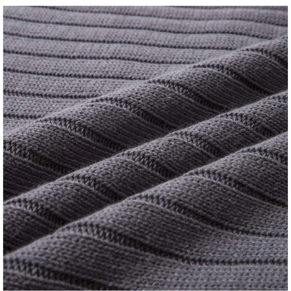 Trendy Dark Grey Pompom Fringe Chic Cozy Soft Throw Blanket/Cover Dorm/Bedroom - Picture 3 of 12